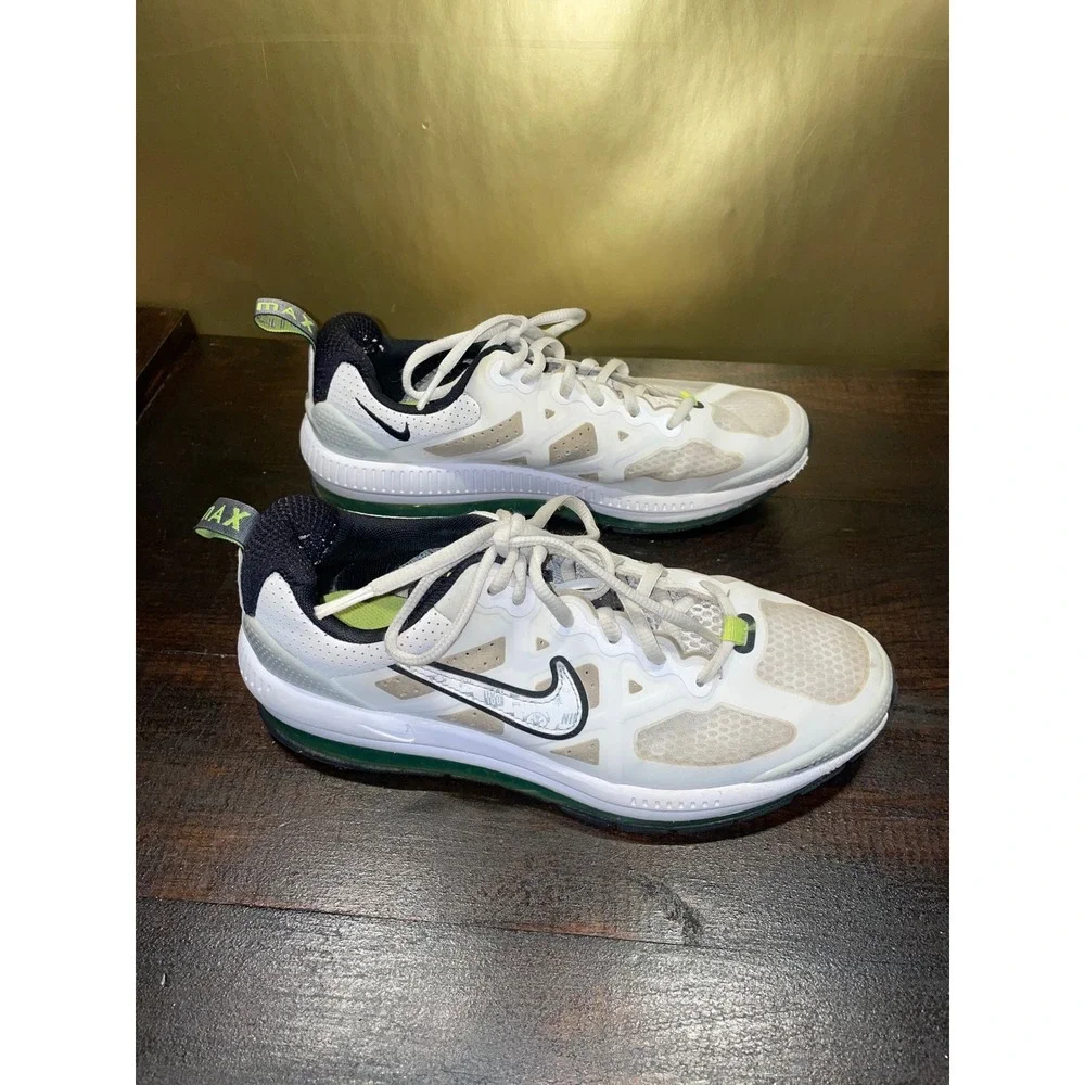 Nike Air Max‎ Genome White Grey Volt Green Sneakers Running Shoes Sz 7Y